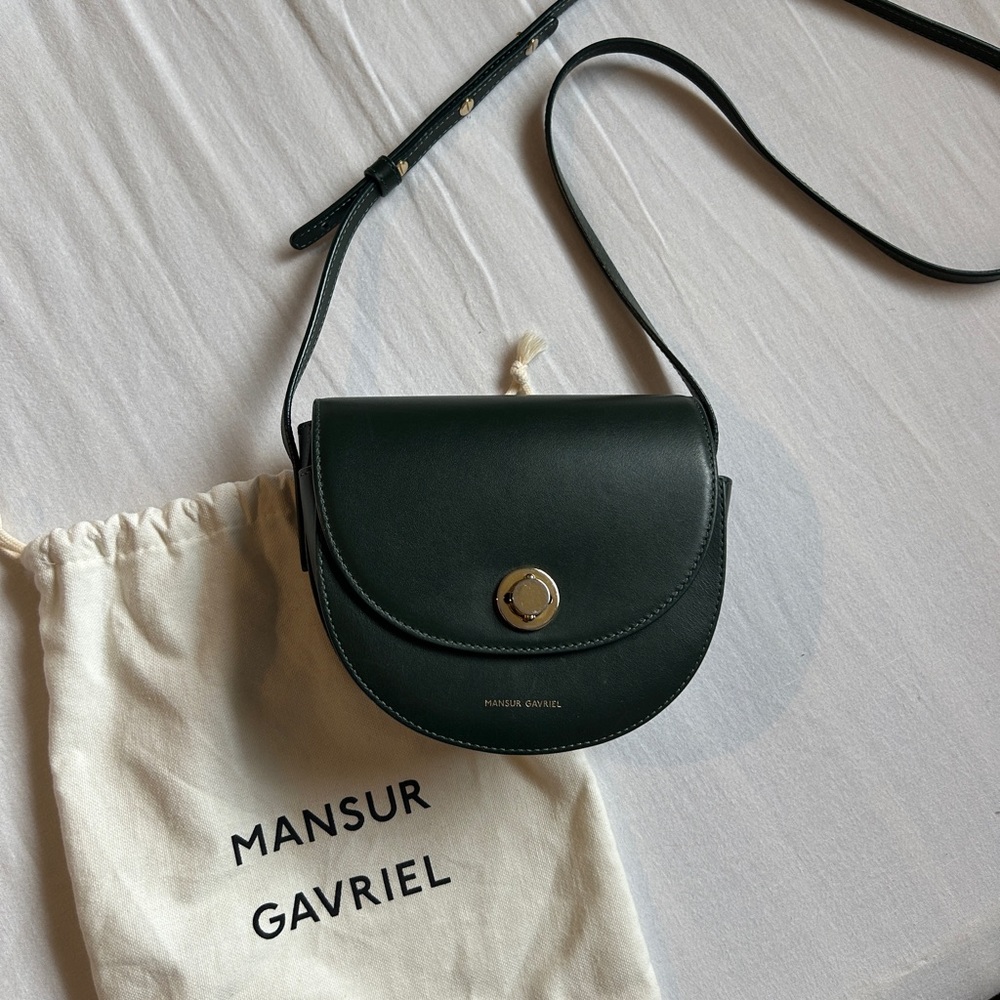 Mansur Gavriel Dark Green Mini Leather Crossbody Bag